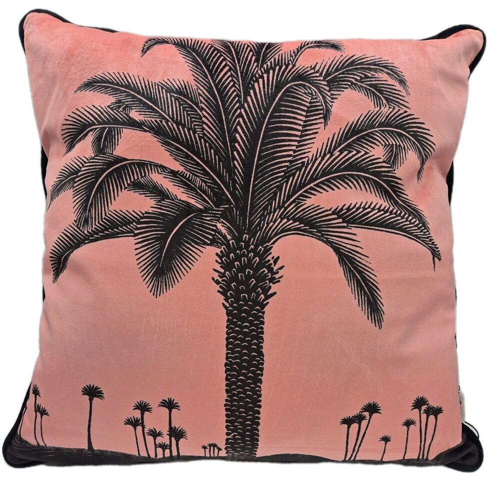 Djebeli NEW Pink Black Palm Tree Pillow 100% Duck Feather Filling MORROCO Modern